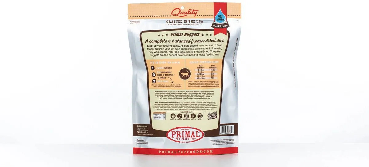 Primal Freeze-Dried Raw Pork Nuggets Cat Food, 14-oz Bag
