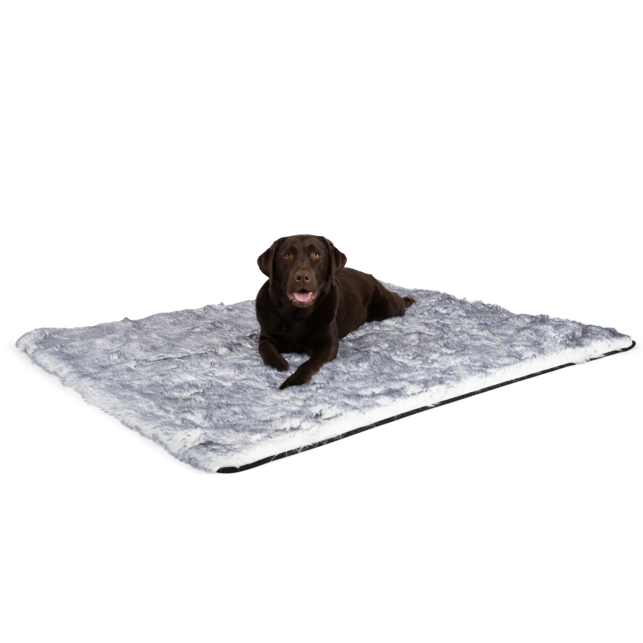 PupRug™ Luxe Orthopedic Runner Bed   Matching Waterproof Blanket  Bundle - Ultra Plush Arctic Fox