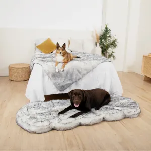 PupRug™ Luxe Orthopedic Runner Bed   Matching Waterproof Blanket  Bundle - Ultra Plush Arctic Fox