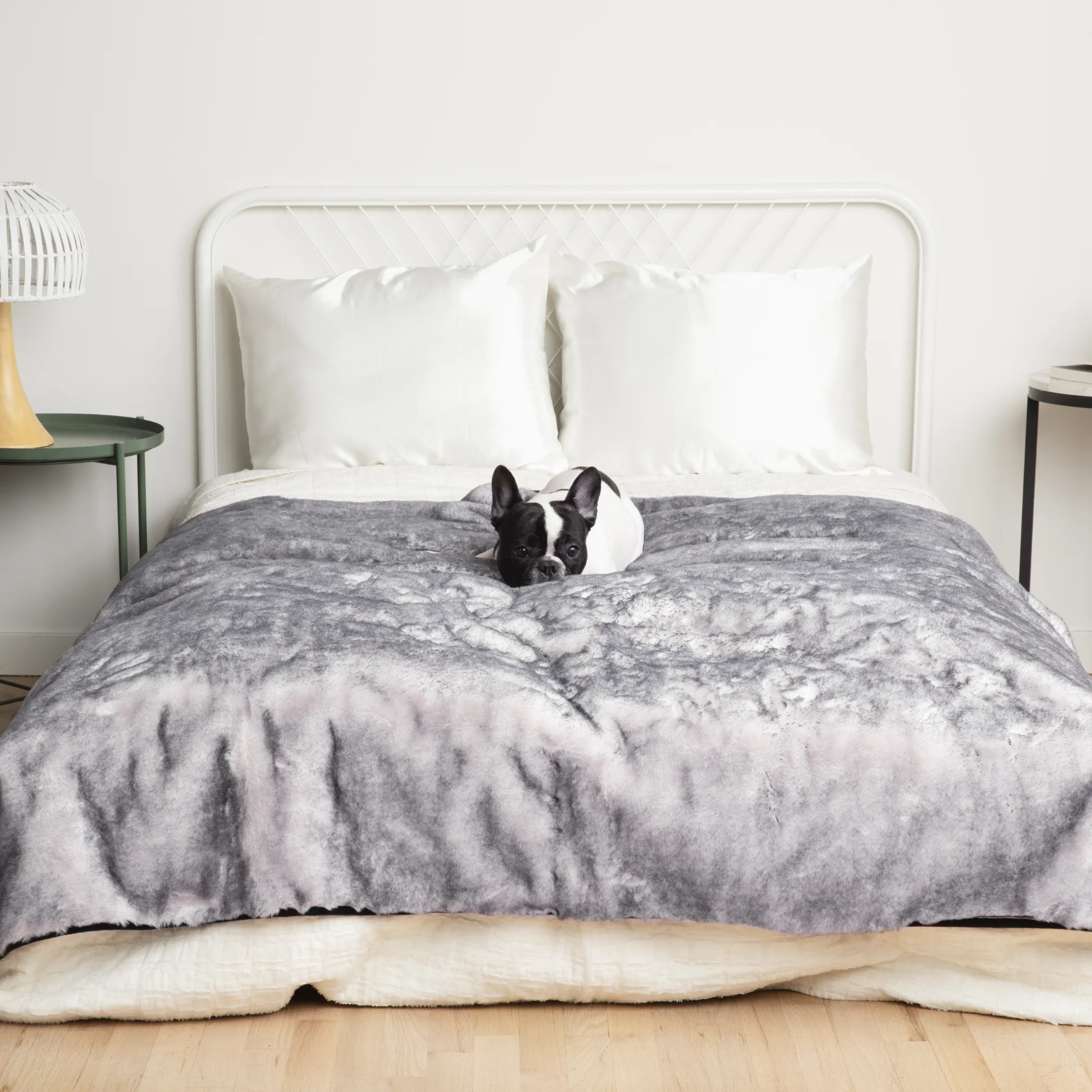 PupRug™ Luxe Orthopedic Runner Bed   Matching Waterproof Blanket  Bundle - Ultra Soft Chinchilla