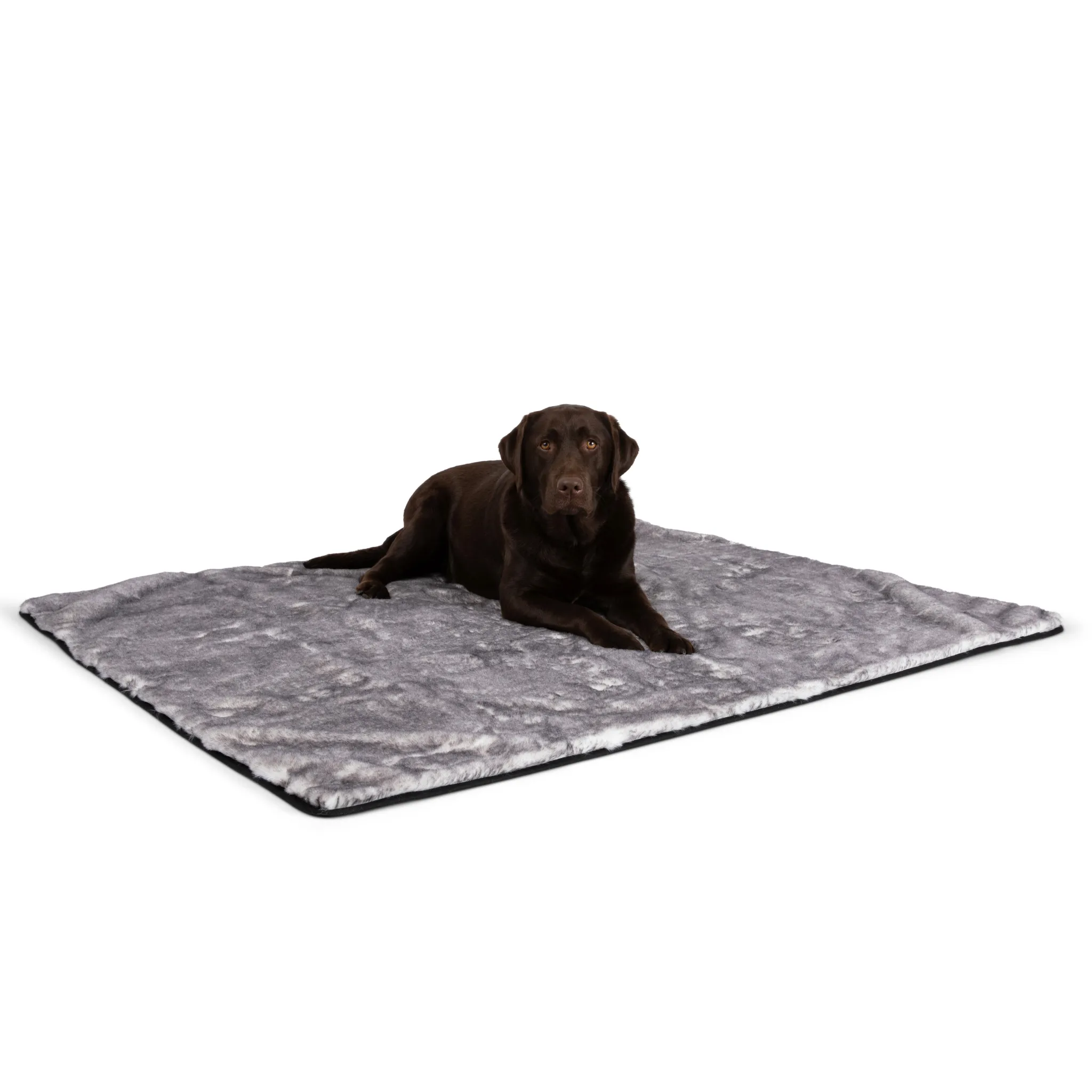 PupRug™ Luxe Orthopedic Runner Bed   Matching Waterproof Blanket  Bundle - Ultra Soft Chinchilla