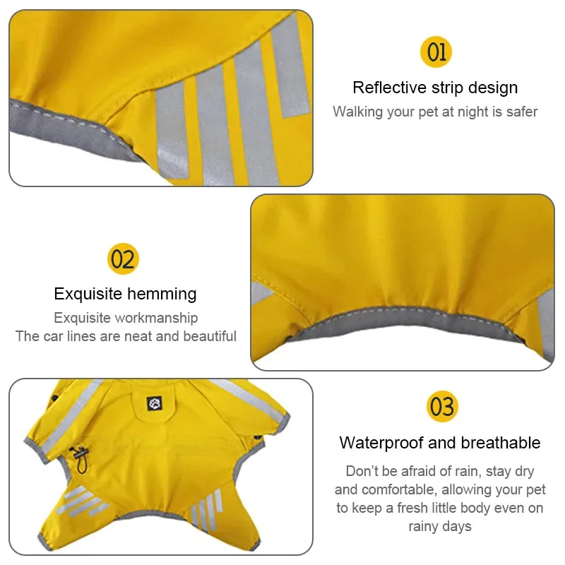 Reflective Waterproof Dog Raincoat | Pet Jumpsuit for Small & Medium Dogs