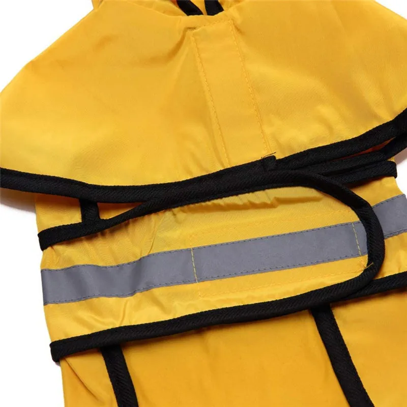 Reflective Yellow Dog Raincoat with Hood, Waterproof Pet Rain Jacket for Small Puppy Large Dogs