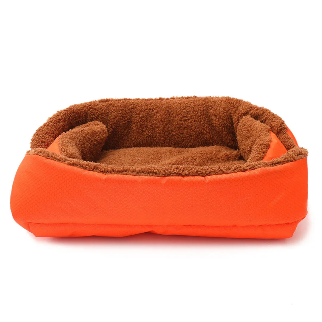 SOGA 2X Orange Dual purpose Cushion Nest Cat Dog Bed Warm Plush Kennel Mat Pet Home Travel Essentials