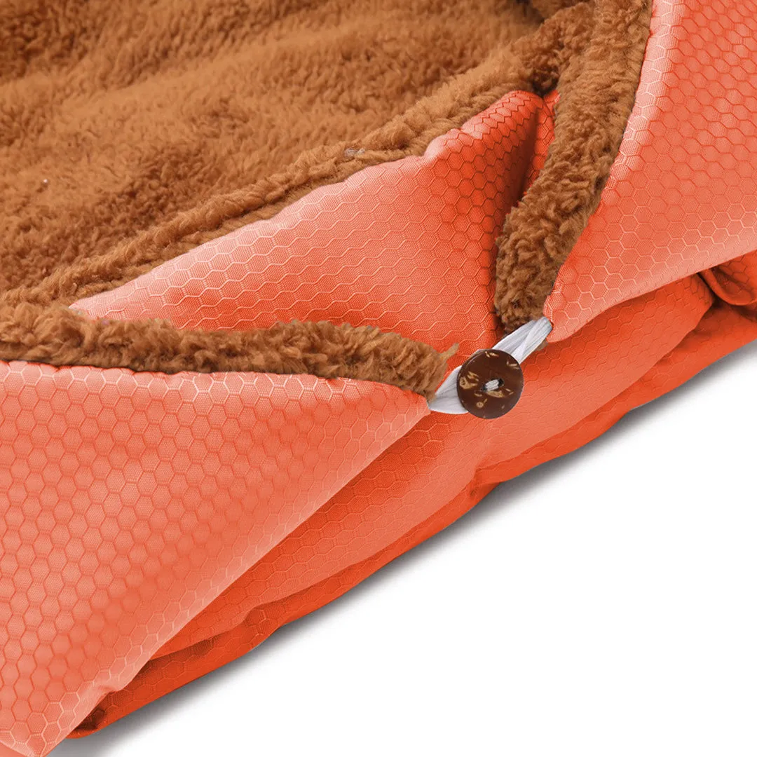 SOGA 2X Orange Dual purpose Cushion Nest Cat Dog Bed Warm Plush Kennel Mat Pet Home Travel Essentials