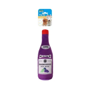 SOLEIL Squeaky Plush Dog Toy Red Wine Bottle -