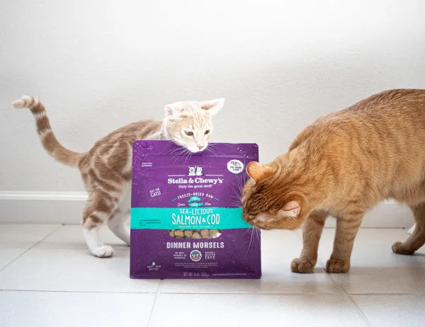 Stella & Chewy's Freeze-Dried Morsels for Cats - Sea-Licious Salmon and Cod Recipe, Freeze-Dried Raw Cat Food