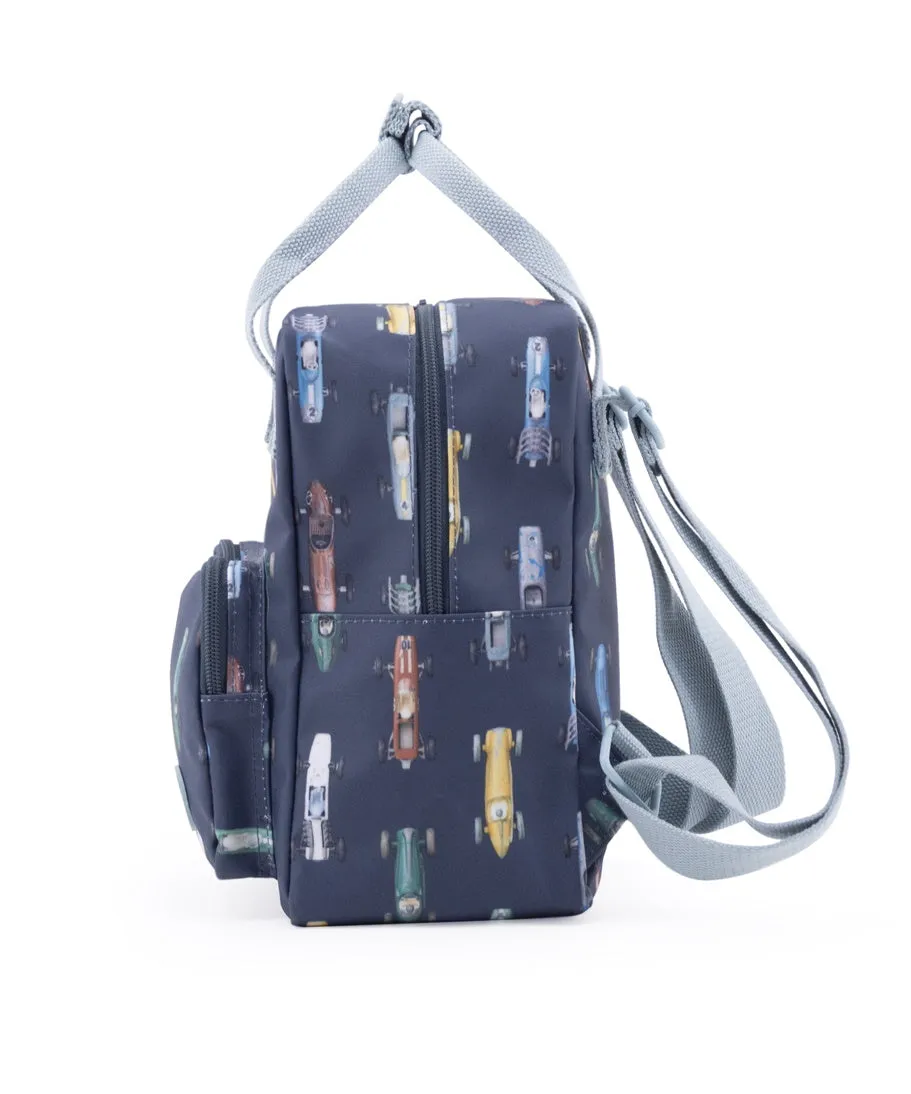 Studio Ditte Small Backpack Dark Blue, Racing Cars