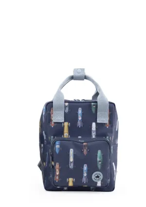 Studio Ditte Small Backpack Dark Blue, Racing Cars