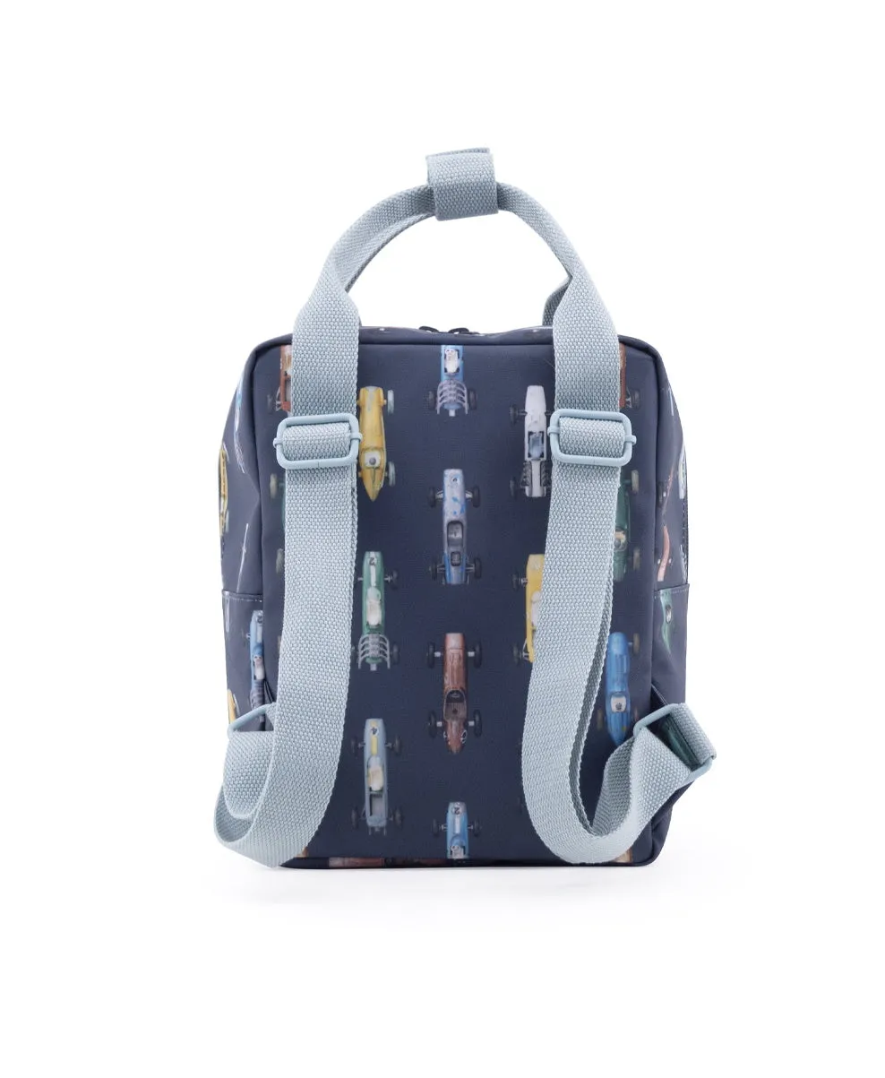 Studio Ditte Small Backpack Dark Blue, Racing Cars