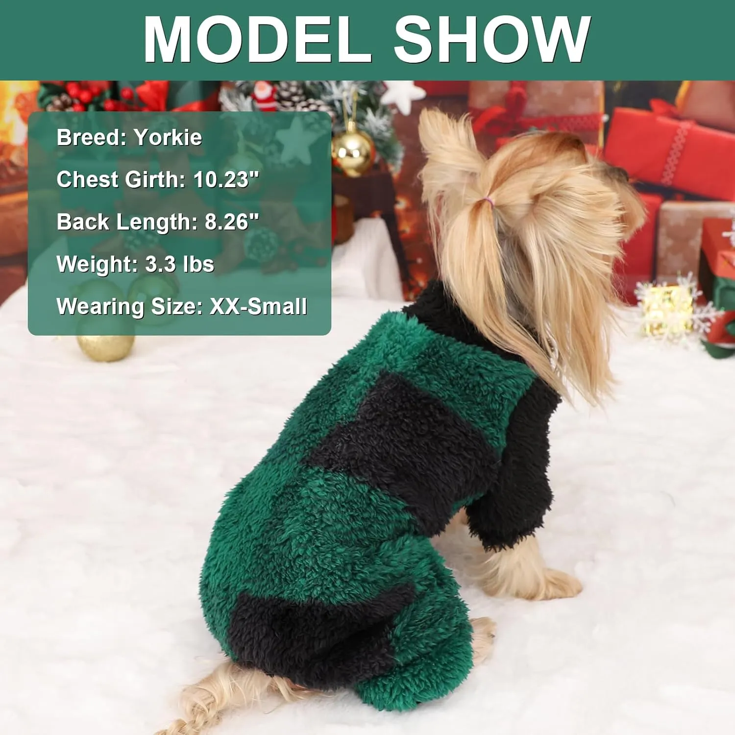 Turtleneck Dog Pajamas for Small Dogs, Fleece Puppy Sweater, Winter Cute Tiny Pet Clothes Pet Jumpsuits Chihuahua Yorkie Puppy Cat Clothes (Medium, Green)