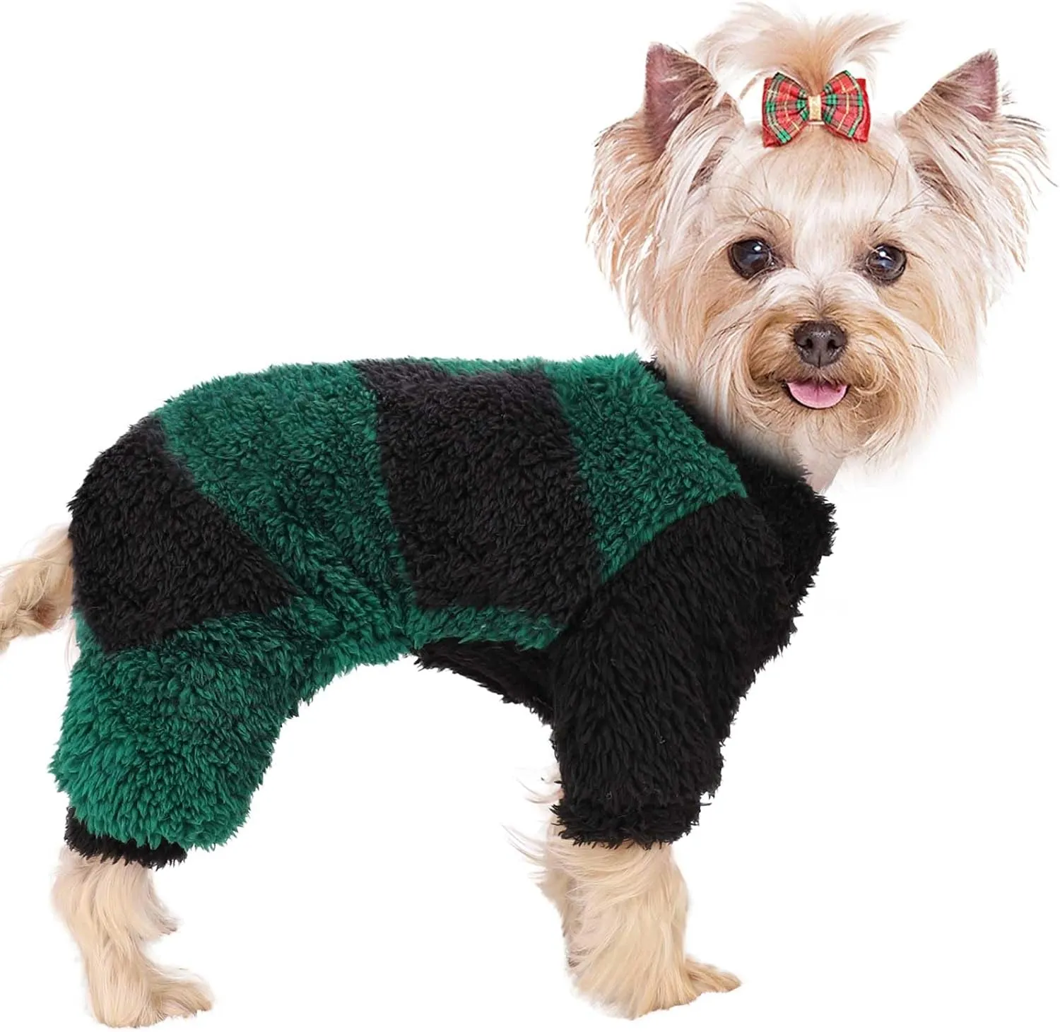 Turtleneck Dog Pajamas for Small Dogs, Fleece Puppy Sweater, Winter Cute Tiny Pet Clothes Pet Jumpsuits Chihuahua Yorkie Puppy Cat Clothes (Medium, Green)