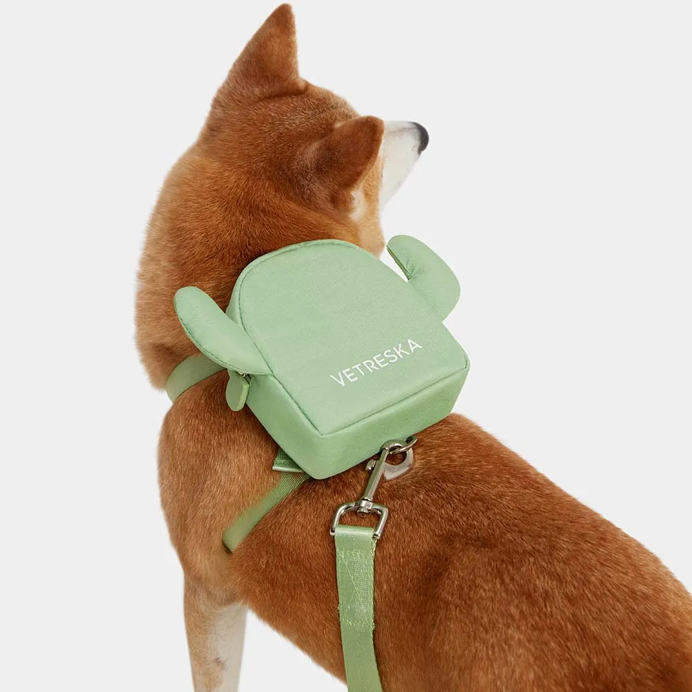 VETRESKA Oasis Cactus Backpack Harness & Leash Set For Cats & Dogs