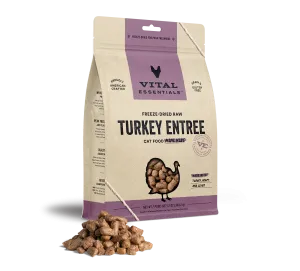 Vital Essentials Turkey Mini Nibs, Freeze-Dried Cat Food, 12-oz Bag
