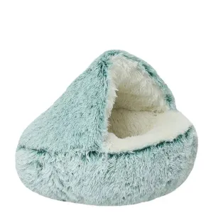 Winter Plush Pet Cat Bed - 2-in-1 Warm Cat Basket & Sleeping Bag Nest for Small Dogs & Cats